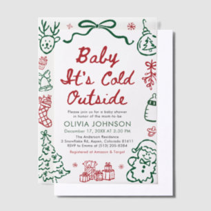 Invitations En Vélin Fête Prénatale Bébé Il Fait Froid Dehors Dessiné à