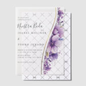 Invitations En Vélin Feuillage floral pourpre Nuestra Boda Mariage espa (Décalage (Invitation))