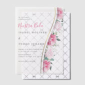 Invitations En Vélin Feuillage vert rose Floral Nuestra Boda Mariage (Décalage (Invitation))