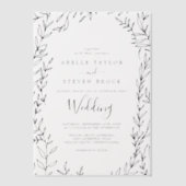 Invitations En Vélin Feuilles minimes Vert moderne Élégant Mariage Boho (Recto)
