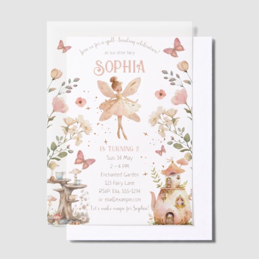 Invitations En Vélin Fille Fée de Forêt Enchantée Anniversaire (Compenser)