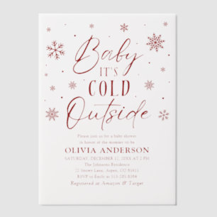 Invitations En Vélin Flammes de neige rouges Bébé Il fait froid dehors 