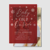 Invitations En Vélin Flammes de neige rouges Bébé Il fait froid dehors  (Décalage (Couple))