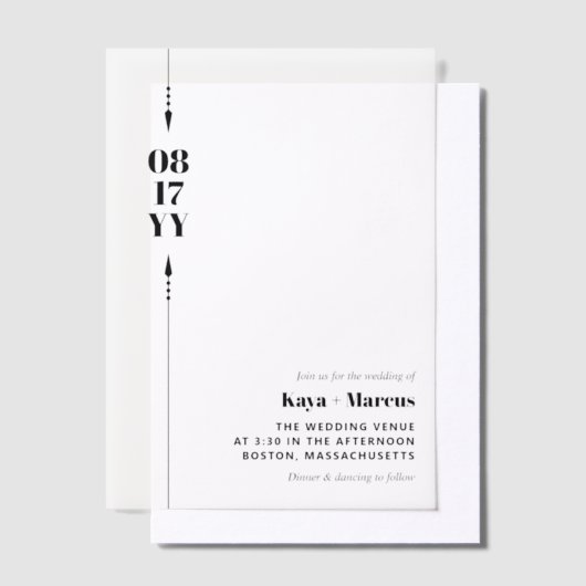 Invitations En Vélin Flèches noires et Mariage photo Date (Compenser)