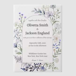 Invitations En Vélin Fleur rouge rustique bleu foncé