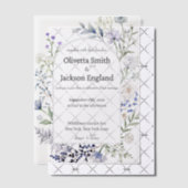 Invitations En Vélin Fleur rouge rustique bleu foncé (Décalage (Invitation))