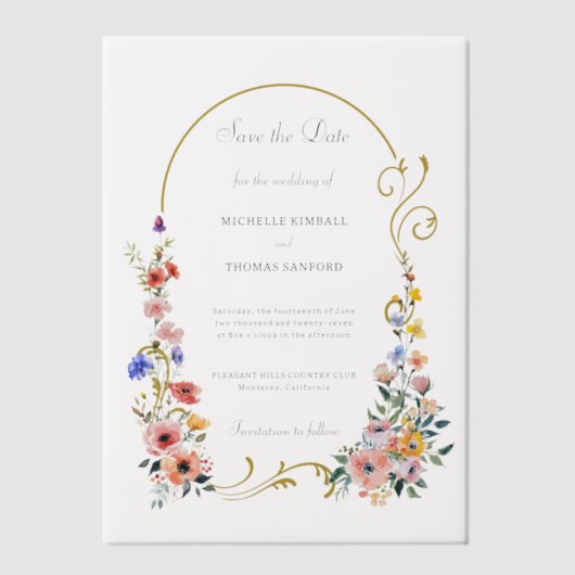 Invitations En Vélin Fleur sauvage Arch Wedding Enregistrer la date (Recto)