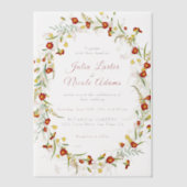 Invitations En Vélin Fleur sauvage Jaune Marigold Mariage de feuillage (Recto)