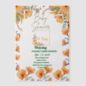 Invitations En Vélin fleur sauvage orange bébé doucheVellum Overlay (Recto)