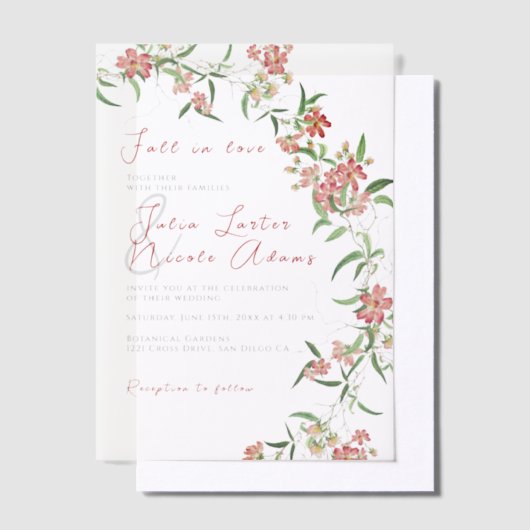 Invitations En Vélin Fleur sauvage rose Rose Spring Garland Mariage (Compenser)