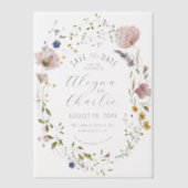 Invitations En Vélin Fleur sauvage Wreath Overlay Wedding Enregistrer l (Recto)