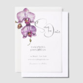 Invitations En Vélin Fleur tropicale violette à fleurs d'orchidée (Compenser)