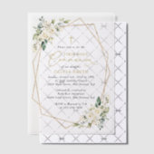 Invitations En Vélin Fleurs blanches crème, Boho, Première Sainte Commu (Décalage (Invitation))