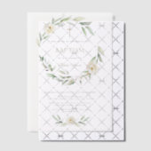 Invitations En Vélin Fleurs blanches dorées Croix Baptême (Décalage (Invitation))