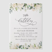 Invitations En Vélin Fleurs blanches, Fleurs crème, Boho, Anniversaire (Recto)