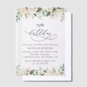 Invitations En Vélin Fleurs blanches, Fleurs crème, Boho, Anniversaire (Compenser)
