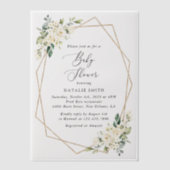 Invitations En Vélin Fleurs blanches, Fleurs de crème, Boho, Baby showe (Recto)