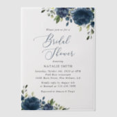 Invitations En Vélin Fleurs bleues de la Marine, Verdure, Boho, Fête de (Recto)