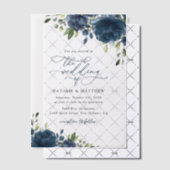 Invitations En Vélin Fleurs bleues de la Marine, Verdure, Boho, Mariage (Décalage (Invitation))