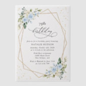 Invitations En Vélin Fleurs bleues, Fleurs blanches, Verdure, Anniversa (Recto)