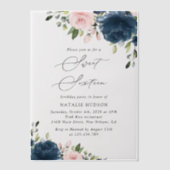 Invitations En Vélin Fleurs Bleues Marine, Fleurs Roses, Boho, Sweet 16 (Recto)