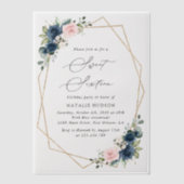 Invitations En Vélin Fleurs Bleues Marine, Fleurs Roses, Boho, Sweet 16 (Recto)