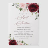 Invitations En Vélin Fleurs Bourgogne, Fleurs roses, Boho, Sweet 16 (Recto)