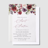 Invitations En Vélin Fleurs Bourgogne, Fleurs roses, Boho, Sweet 16 (Compenser)