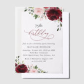 Invitations En Vélin Fleurs Bourgognes, Fleurs Roses, Boho, Anniversair (Compenser)