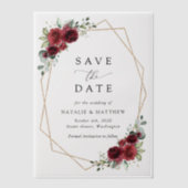 Invitations En Vélin Fleurs Bourgognes, Fleurs rouges, Mariage Floral (Recto)