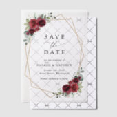 Invitations En Vélin Fleurs Bourgognes, Fleurs rouges, Mariage Floral (Décalage (Invitation))