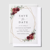Invitations En Vélin Fleurs Bourgognes, Fleurs rouges, Mariage Floral (Compenser)