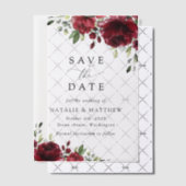 Invitations En Vélin Fleurs Bourgognes, Fleurs rouges, Mariage Floral (Décalage (Invitation))