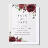 Invitations En Vélin Fleurs Bourgognes, Fleurs rouges, Mariage Floral (Compenser)