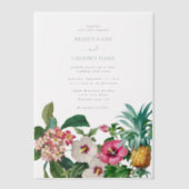 Invitations En Vélin Fleurs d'aquarelle tropicale et Mariage de verdure (Recto)