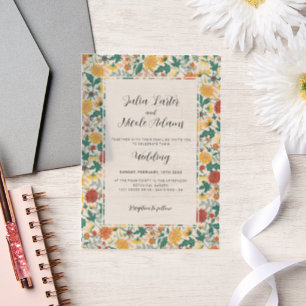 Invitations En Vélin Fleurs de Dahlia de printemps jaune orange pastel