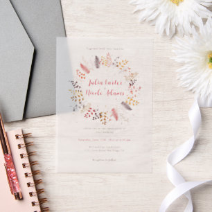 Invitations En Vélin Fleurs de forêt sauvage Mariage de feuillage de ch