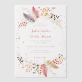 Invitations En Vélin Fleurs de forêt sauvage Mariage de feuillage de ch (Recto)