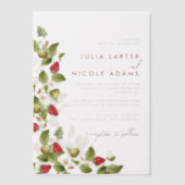 Invitations En Vélin Fleurs de fraises rouges sucrées Mariage (Recto)