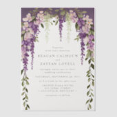 Invitations En Vélin Fleurs de glycine violette, verdure, mariage moder (Recto)