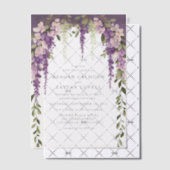 Invitations En Vélin Fleurs de glycine violette, verdure, mariage moder (Décalage (Invitation))