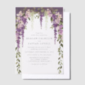 Invitations En Vélin Fleurs de glycine violette, verdure, mariage moder (Compenser)