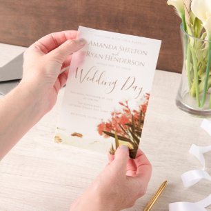 Invitations En Vélin Fleurs de Laurier-Rose Orange sur la Plage de Mari