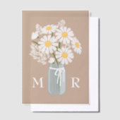Invitations En Vélin Fleurs de mariage Jar Mason Monogramme Initiales B (Compenser)