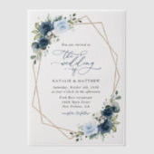 Invitations En Vélin Fleurs de marine, Fleurs bleues, Boho, Mariage flo (Recto)
