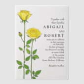 Invitations En Vélin Fleurs de rose jaune mariage fleuri romantique (Recto)