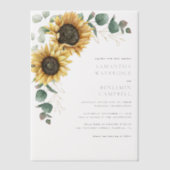 Invitations En Vélin Fleurs de soleil et Eucalyptus Mariage rustique (Recto)