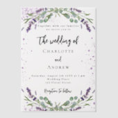 Invitations En Vélin Fleurs de violette de lavande eucalyptus mariage (Recto)