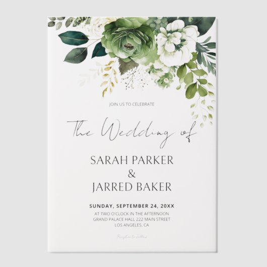 Invitations En Vélin Fleurs Et Mariage De Verdure (Recto)