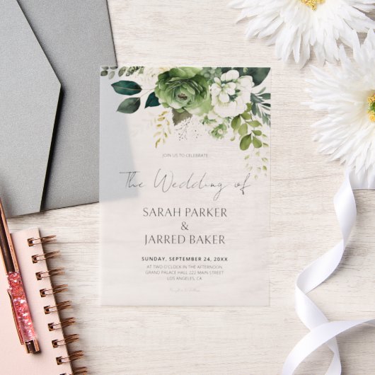 Invitations En Vélin Fleurs Et Mariage De Verdure (Mariage)